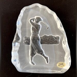 Frosted Glass Vintage Styled Golfer ,Handmade in Czech Republic by Glass Bohemia